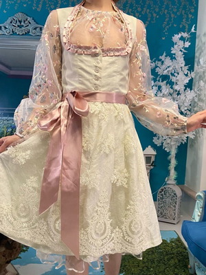 Παραδοσιακό Βαυαρικό φόρεμα Dirndl καινούργιο, γάμος, μπεζ και ροζ