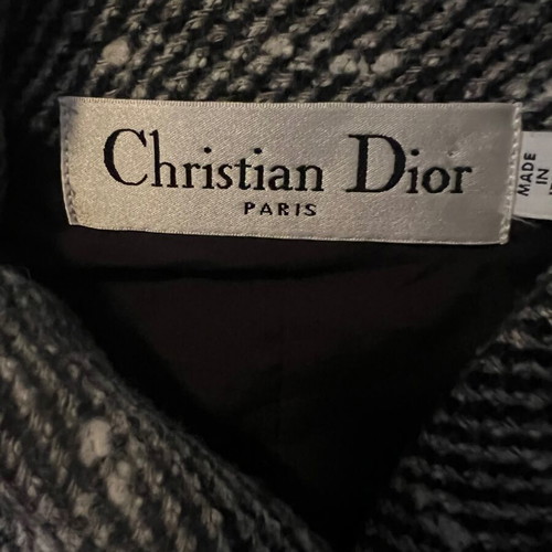 Christian Dior Tweed Coat Shirt Hooded Belt Melange like new