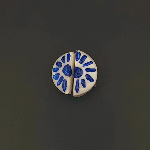 Handmade ceramic earrings with hand-painted designs and glass coating