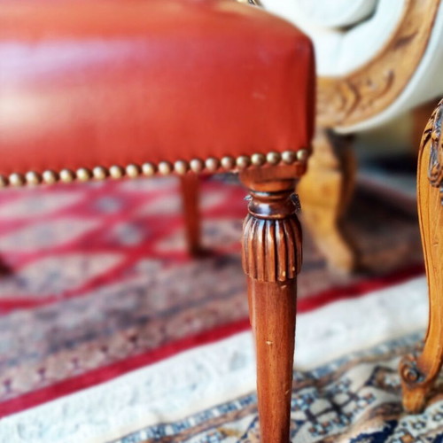 Leather armchair classic English style, deep burgundy
