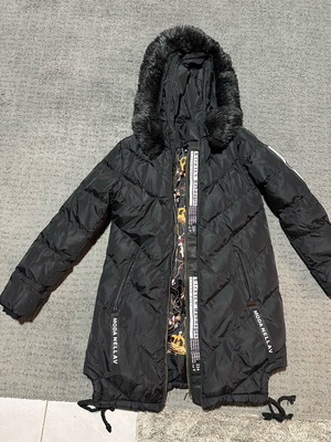 Moda Nellav women's long quilted jacket used, black