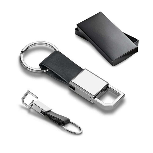 Invy keychain new, black and silver design with leather imitation