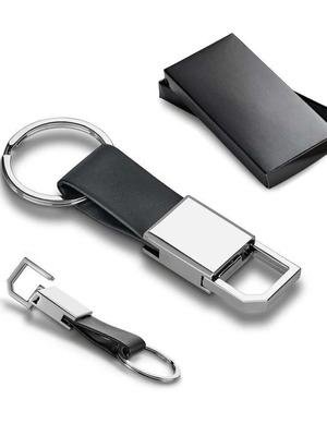 Invy keychain new, black and silver design with leather imitation