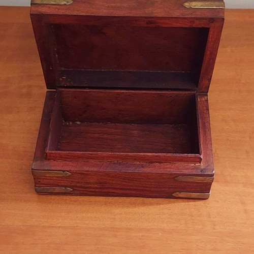 Wooden vintage box used, handmade carved from 1960s
