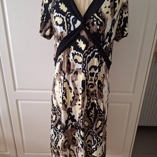 Frank Walder women's summer sleeveless viscose dress like new, brown shades