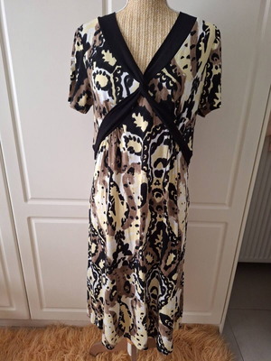 Frank Walder women's summer sleeveless viscose dress like new, brown shades