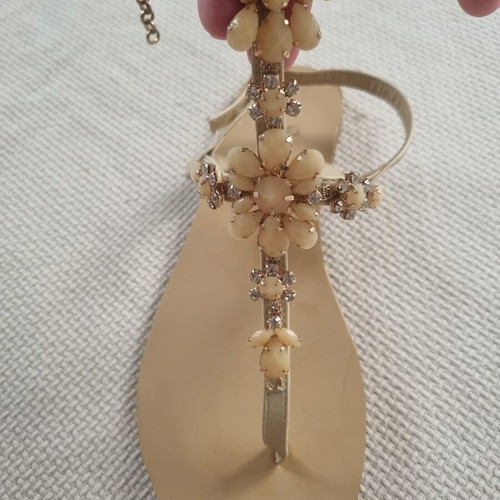 Voi & Noi sandals size 38, beige and gold