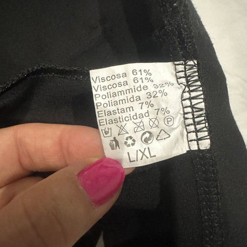 Black women's tregging pants with metallic monogram detail, L/XL