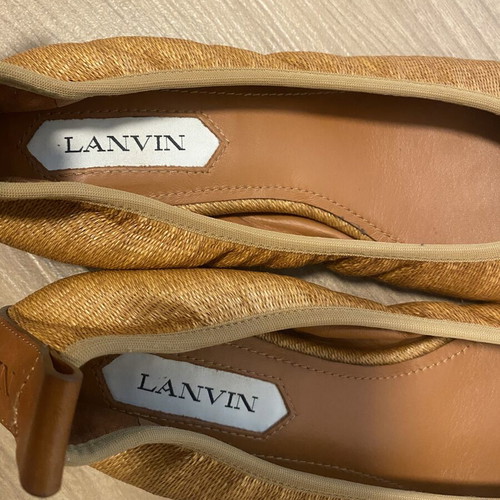 Lanvin leather ballerinas with raffia size 39 like new, gold