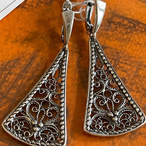 Handmade Russian filigree silver 925 earrings new