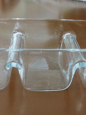 Transparent glass bowl with 3 compartments new