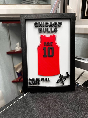 Collectible 3D Chicago Bulls Frame New with Personalized Jersey