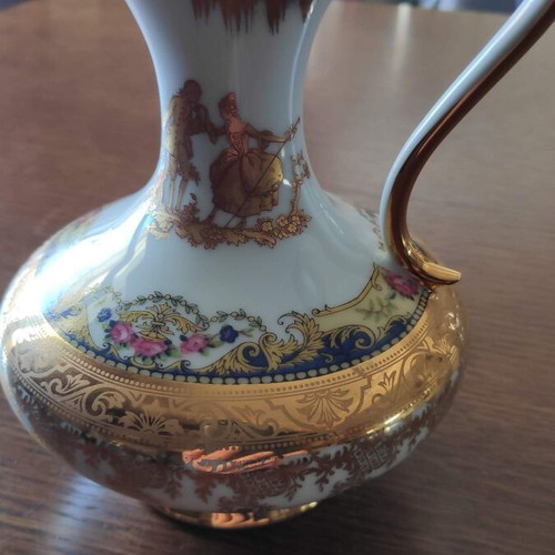 Imperia Limoges porcelain jug hand-painted, like new, 22 ct gold