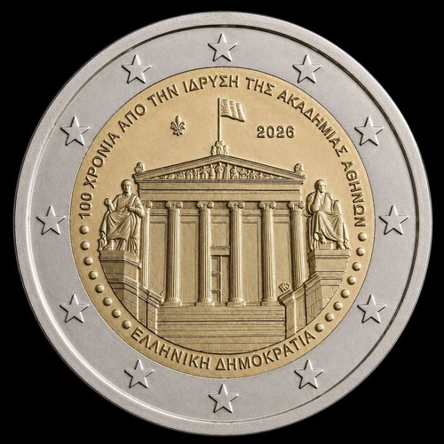 2€ Greece 2026 Masouri Coin new, Academy of Athens