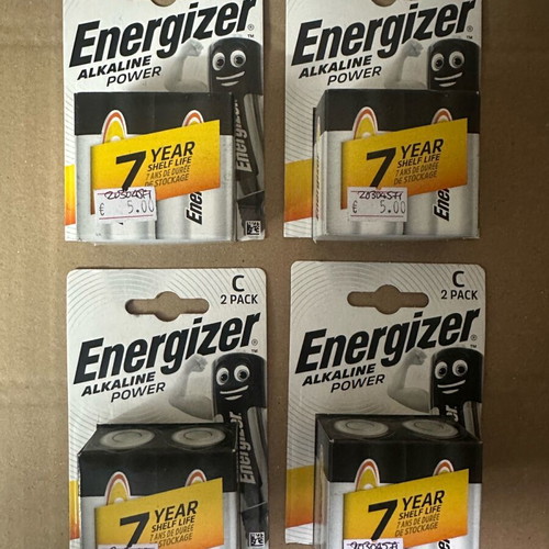 Energizer C alkaline batteries new, 8 pieces (4 packs x 2)