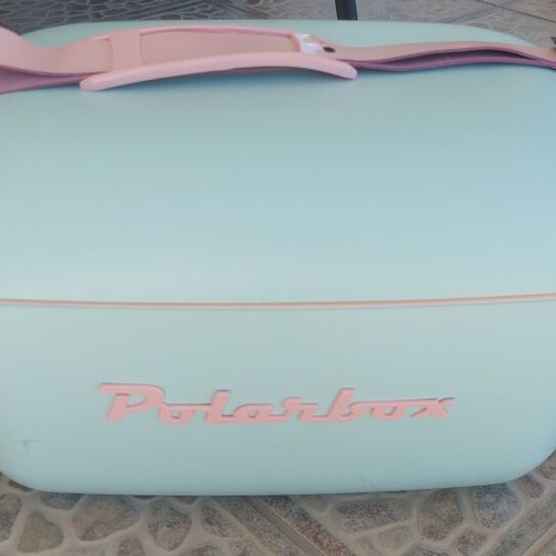 Polarbox retro cooler new, 12 liters, blue with pink details