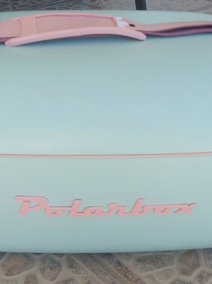 Polarbox retro cooler new, 12 liters, blue with pink details
