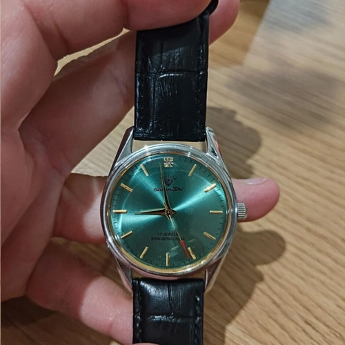 ZuanShi automatic wristwatch unisex, new with black leather strap