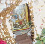 Handmade Icon Stand with Seashells used, folk art