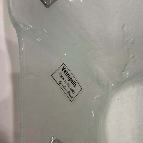 Vetropolis Square Deep Serving Platter like new with Metal Details