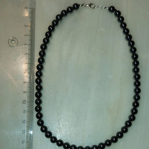 Hematite necklace like new with large pearl