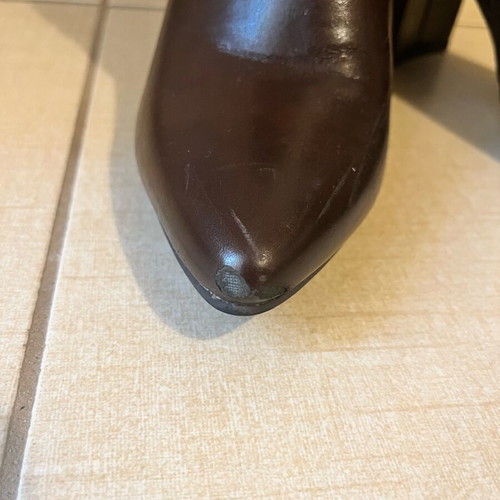 Luigi brown ankle boots used with zipper and gold detail, size 38