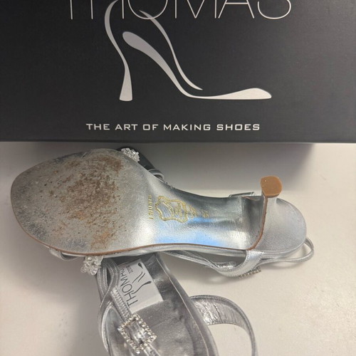 Thomas silver heels like new, size 38