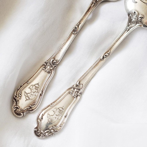 French silver serving set used