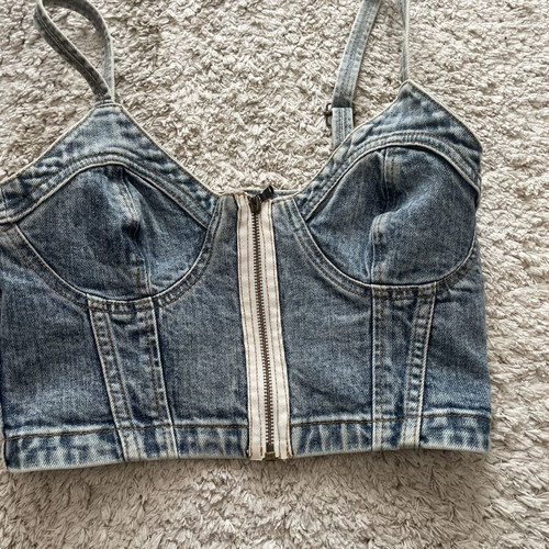 Salt & Pepper top with zipper, like new, blue, size M