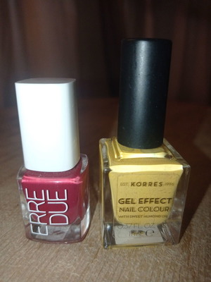 Βερνίκια νυχιών Korres sunshine 11ml και Erre Due framboise red 6ml αχρησιμοποίητα, πακέτο 2