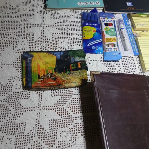 Complete stationery set with case and leather organizer, new