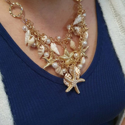 Shells pendant necklace new, gold color