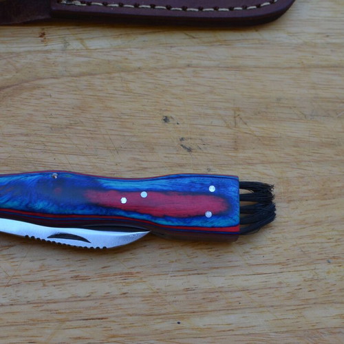 Mushroom Handmade Stainless Steel Folding Knife New with Leather Sheath