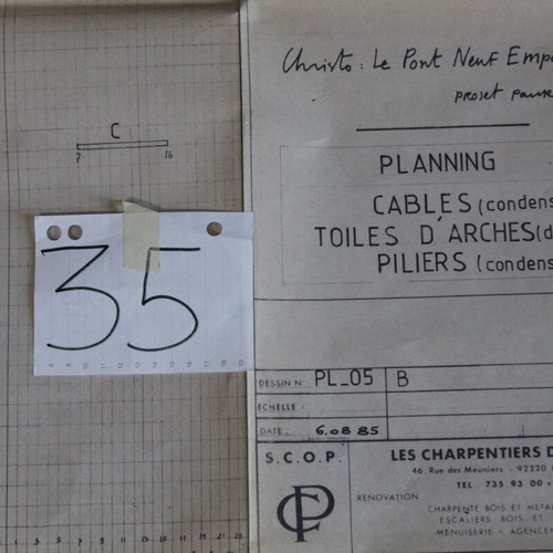 Original 1985 Drawing for Pont Neuf Wrapping by Christo like new