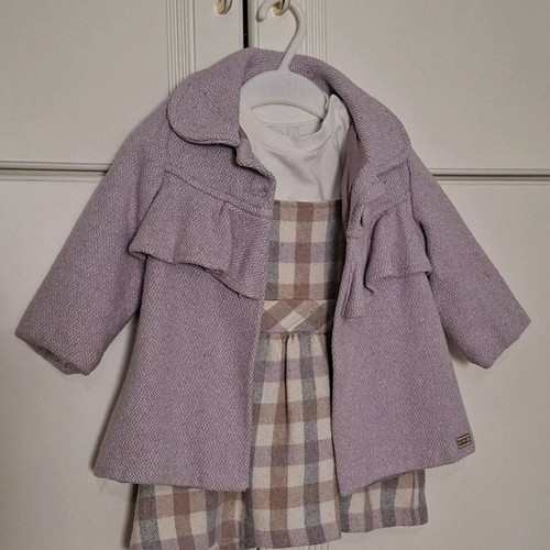 Evita set for 1 year like new with coat, check dress and white blouse