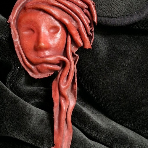 Leather decorative handmade mask red new