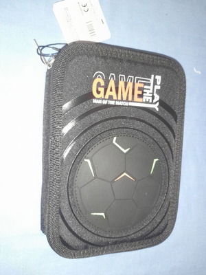 Κασετίνα Play The Game διπλή σχολική με 3D rubber μπάλα ποδοσφαίρου, μαύρη