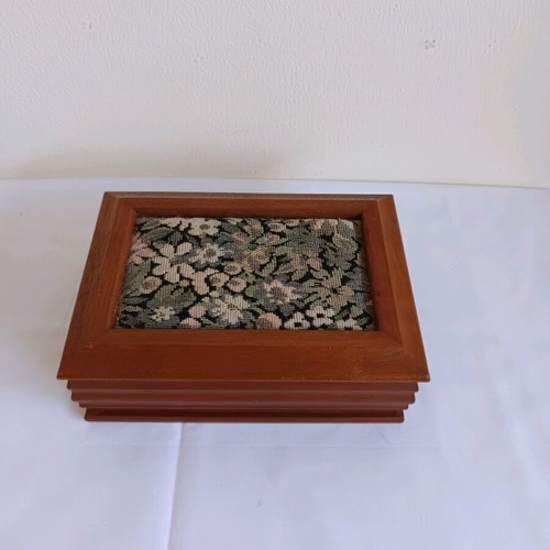 Vintage wooden jewelry box with jewelry used