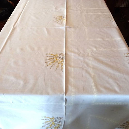 Cotton tablecloth white 235x148 cm with 12 napkins new