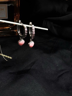Heart earrings 925 new, pink and silver