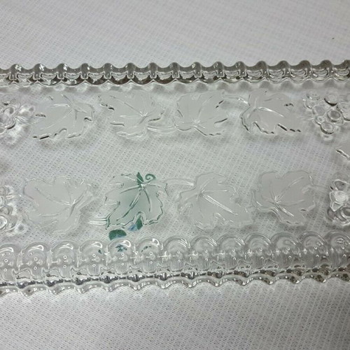Crystal serving tray used, 1980s, grapevine design