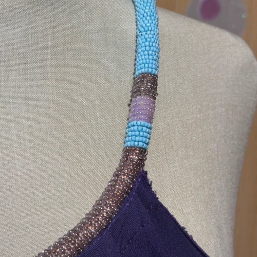 Ethnic dress with embroidered bead cord like new, size S/M, purple