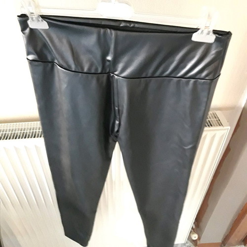 Black leather women's leggings XL new