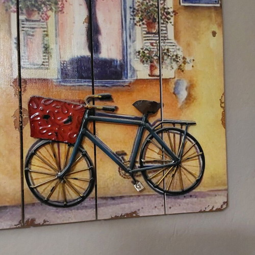 MDF frame with 3D metal bicycle like new