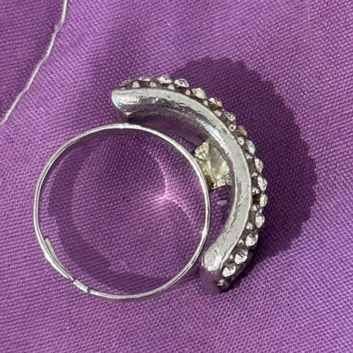 Ring adjustable black and white ombre rhinestone dome used