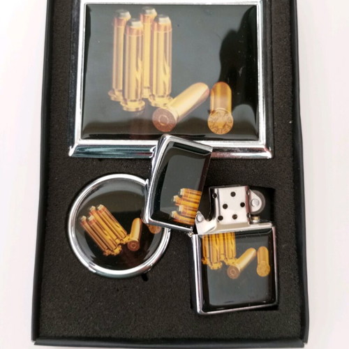 Set of cigarette case, lighter and personal ashtray new