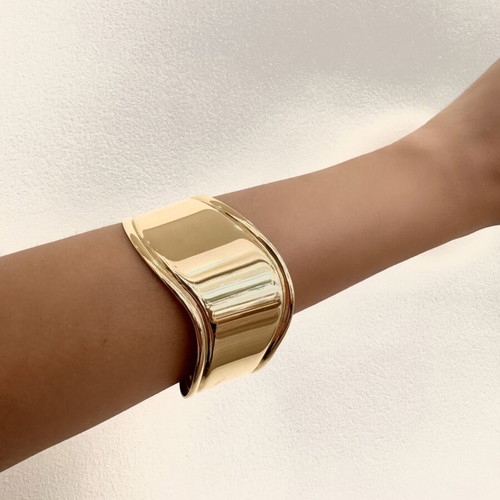 Steel bracelet gold wave shape new
