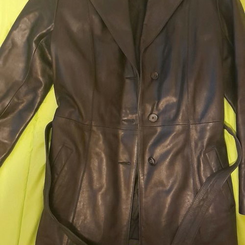 Zara leather jacket used, black, size M with belt