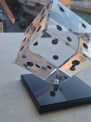 Vintage Lucite dice paperweight sculpture, 1970s–1980s