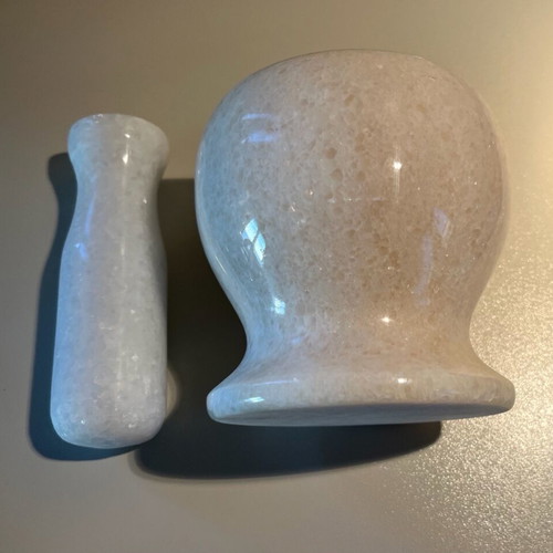 White marble mortar and pestle